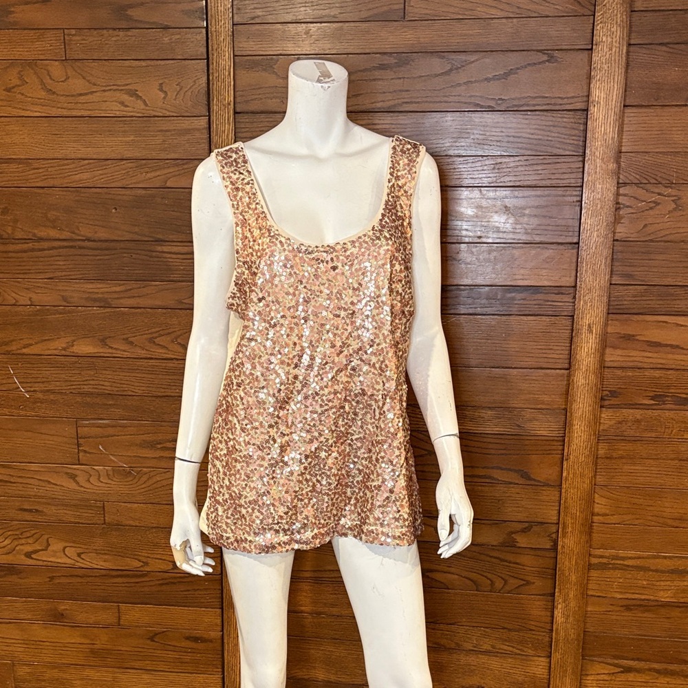 Banana Republic Sparkling Sequin Tank Top in Rose Gold